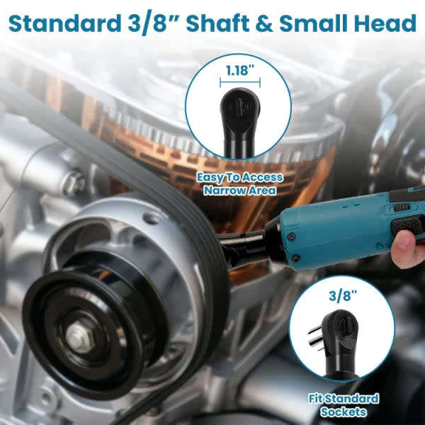 Portable 3/8` Cordless Electric Ratchet Wrench Set Right Angle Wrench With 2 Pieces 1200mah Battery