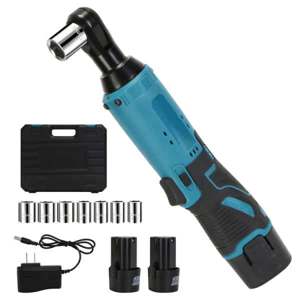 Portable 3/8` Cordless Electric Ratchet Wrench Set Right Angle Wrench With 2 Pieces 1200mah Battery