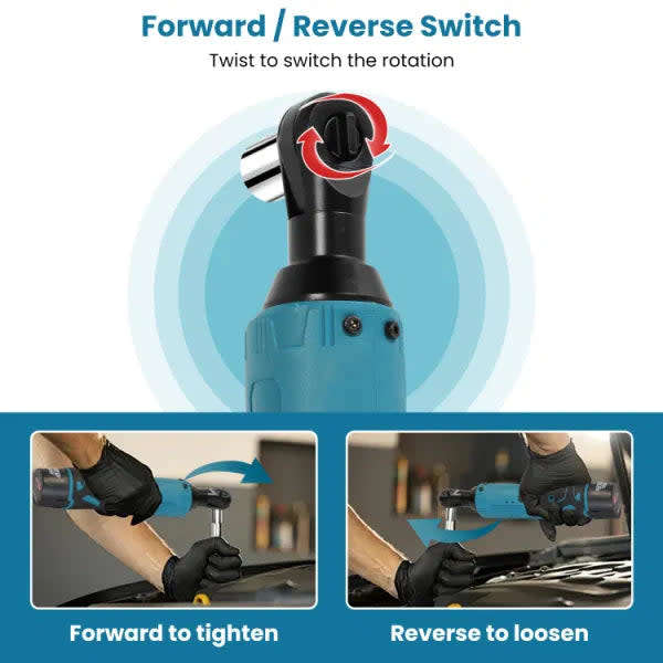 Portable 3/8` Cordless Electric Ratchet Wrench Set Right Angle Wrench With 2 Pieces 1200mah Battery