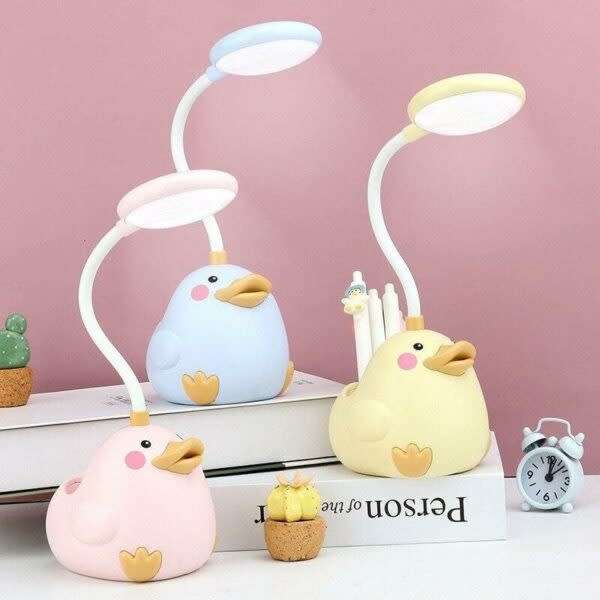 Cute Rechargeable Duck Table Lamp 2 Settings With Pen Holder Usb