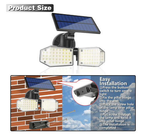 Portable Solar Light Outdoor Solar Light Pir Motion Sensor 70Led