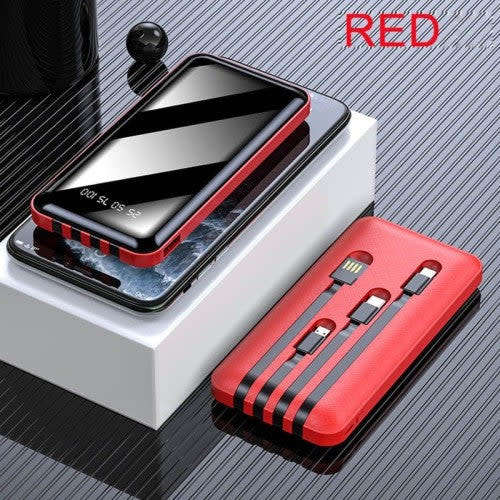 Portable 15800mah Power Bank Portable 4 Outputs Built-In Cable Power Bank Fast Charging