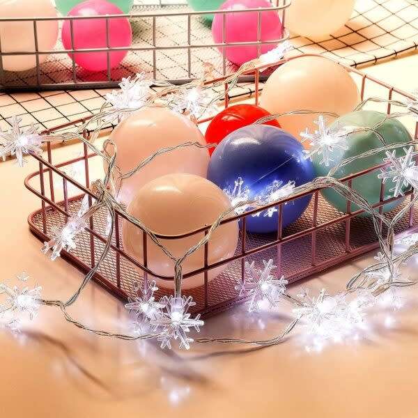 Good-Looking Snowflake Fairy Light String With Tail Plug Extension Cord White 5M