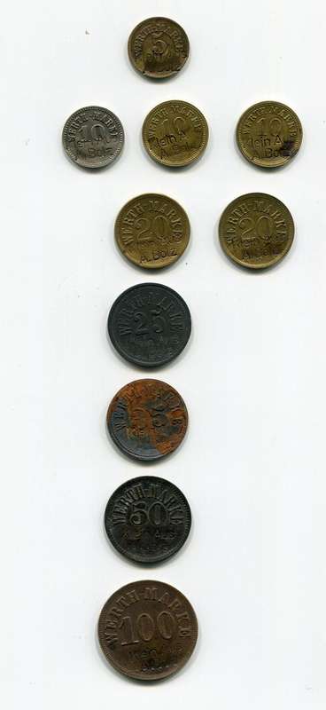 Set of 10 Genuine Tokens from German South west Africa - from the farm of A. Bolz - RARE