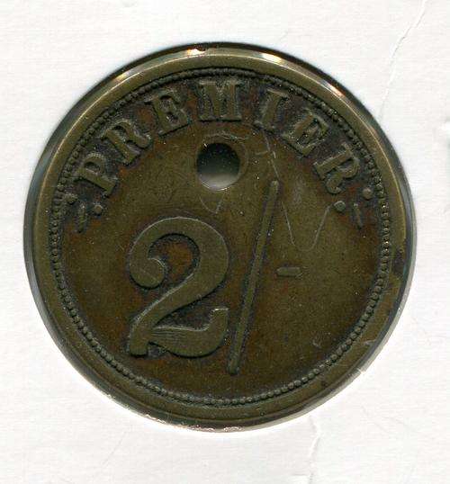 SOUTH AFRICA - Premier Mine Transvaal Diamond Co. LTD Brass Two Shillings TOKEN