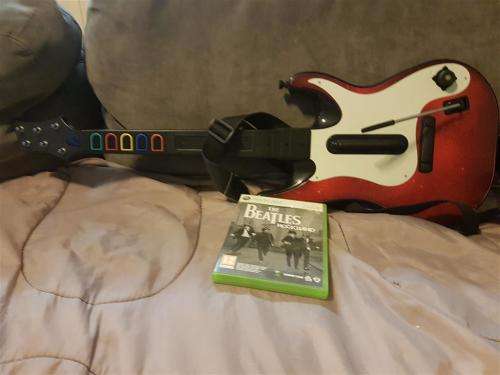 Guitar Hero Controller + The Beatles Rockband Game XBOX 360
