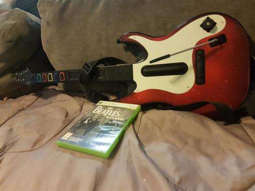 Guitar Hero Controller + The Beatles Rockband Game XBOX 360