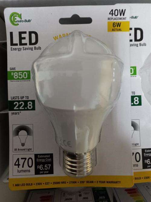 Enviro-bulb LED 6w warm white E27 Pack of 10 bulbs