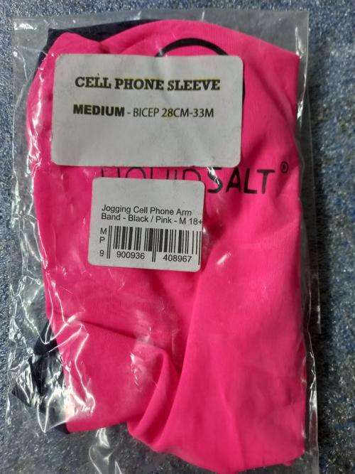Jogging cell phone arm band Medium 28-33cm black / pink