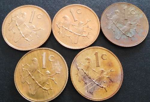 5 x Proof 1c Coins, 1977, 1978, 1980, 1981