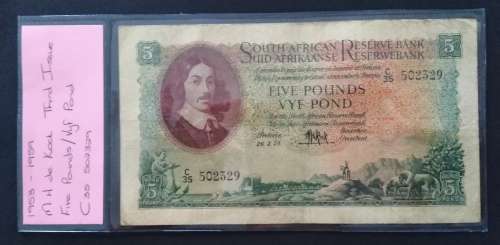 1952-1958 M H de Kock (ENG/AFR) Ten Pound and Five Pound Notes  (Third Issue)