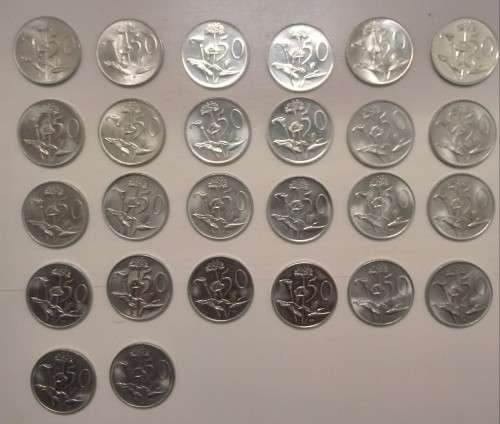 Complete Collection of RSA 50c - 1965 to 1990 (26 x 50c Coins)