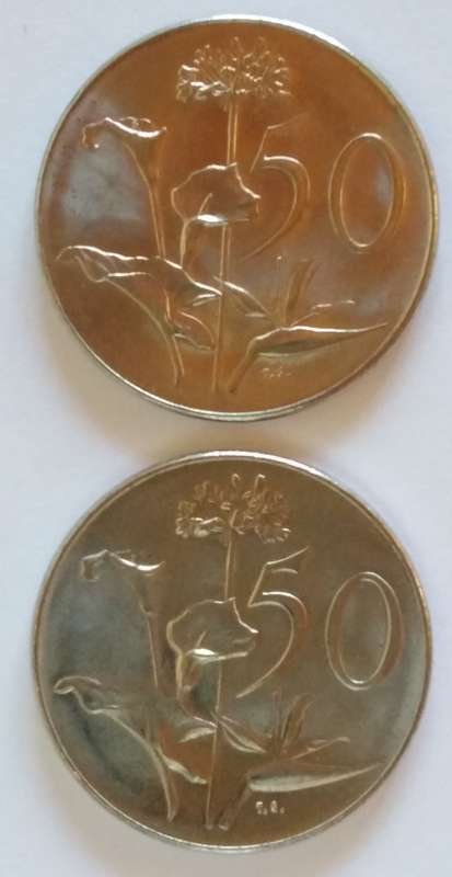 (Auction) 1966 Set of 2 x 50c (1 xEng, 1 x Afr)
