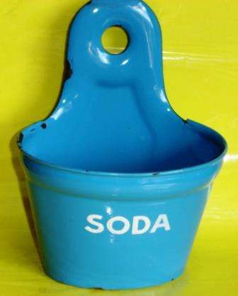 Vintage Enamelware Kitchen Wall Soda (Salt) Holder. Dear Liza Edition:-)