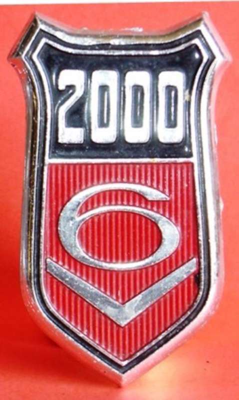 Car Logo 2000 V 6, believed to be from a Ford Capri, pre 1990.
