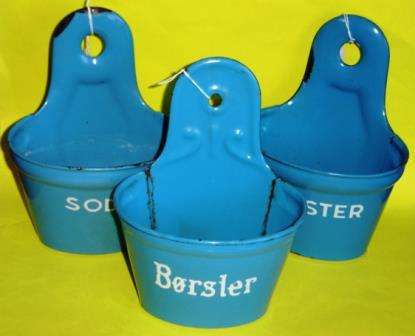 Blue Enamelware Wall Hanging Soap and Brush Holders