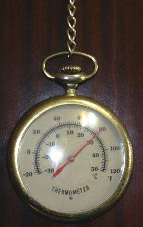 Large Pocket Watch shape Thermometer on hanging chain. (1-15)0208