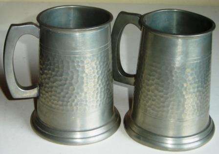 English Pewter Beer Mugs