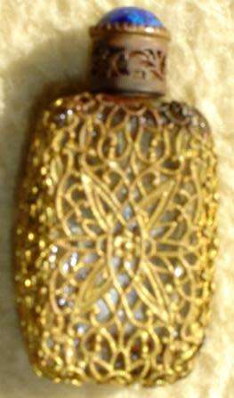 Czechoslovakian/Bohemian Glass Filigree Perfume Bottle