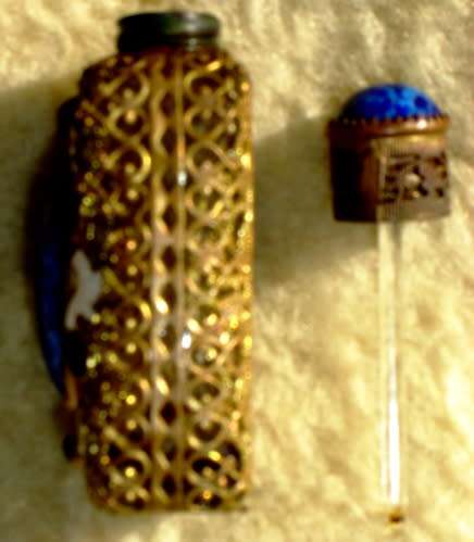 Czechoslovakian/Bohemian Glass Filigree Perfume Bottle