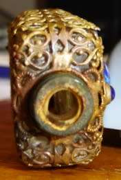 Czechoslovakian/Bohemian Glass Filigree Perfume Bottle