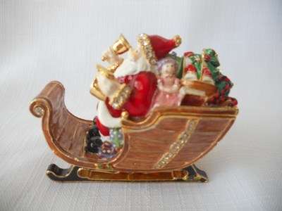 Santa in Sled - Treasurine Secret Trinket Box
