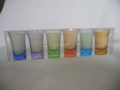 Scented candles - 6 piece in coloured shot glasses