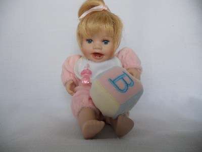 Baby Girl - Musical baby holding ABC block - Pink
