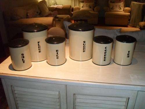 Art Deco Enamel Kitchen Canisters