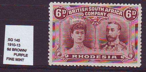 British South Africa Company Double Head SG145 6d Brown / Purple "MINT"