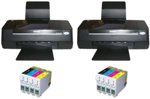 2 x EPSON T27 Colour Photo Printers, With NEW Full Sets Of Cartridges Value R2800