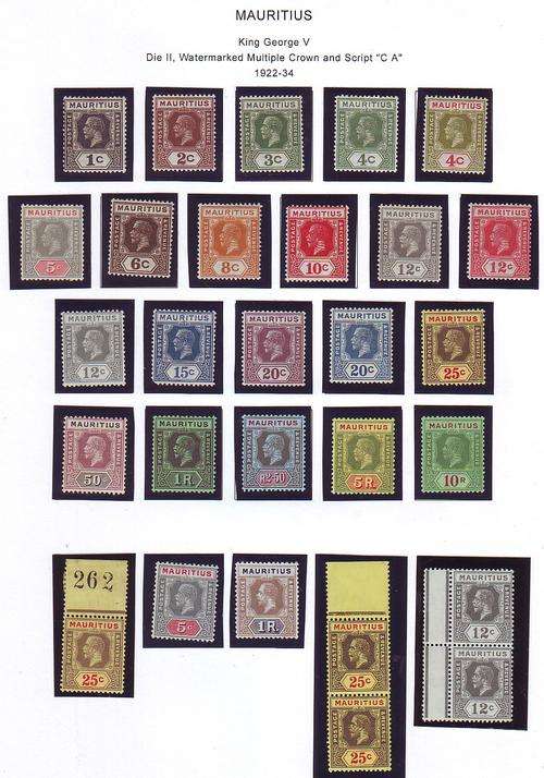 MAURITIUS King George V, Die II 1922-34 Sold Are Per Scan