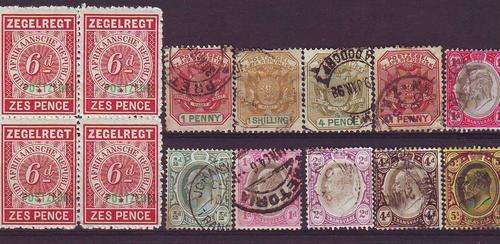 Early Transvaal Stamps, Including 5 Shilling and 4 x mint stamps