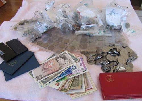 BIG Collection Of Notes, Coins, View Pictures Below, Packed To Freight