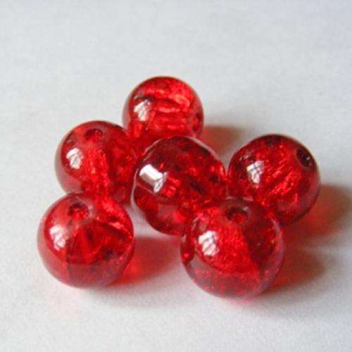 BFA - GLASS CRACKLE BEADS - RED - 10mm (pack of 10)