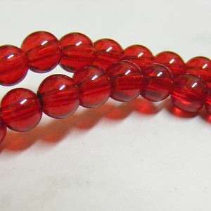 BFA - GLASS ROUND BEADS 6mm CLEAR RED (pack of 10)