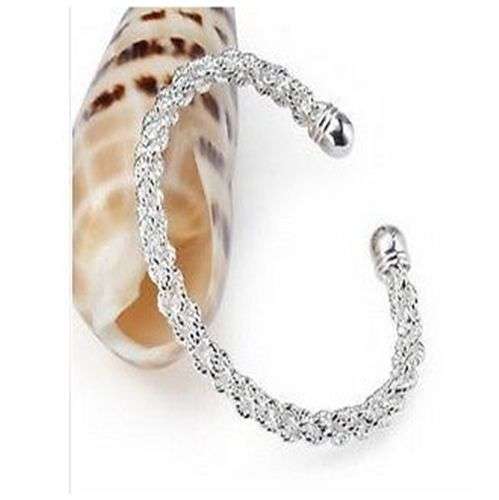 Bangle Solid Silver - Twisted (Sparkly) in Gift Box