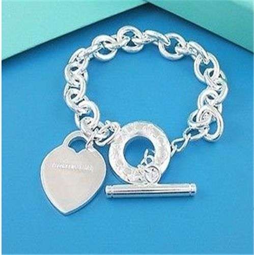Bracelet - Solid Silver with Heart charm and loop clasp