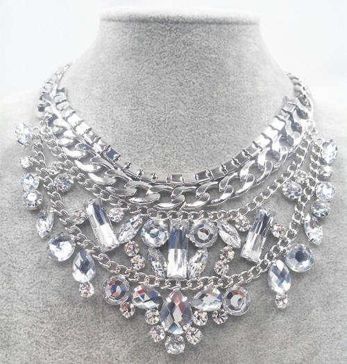 Necklace - Crystal choker Clear