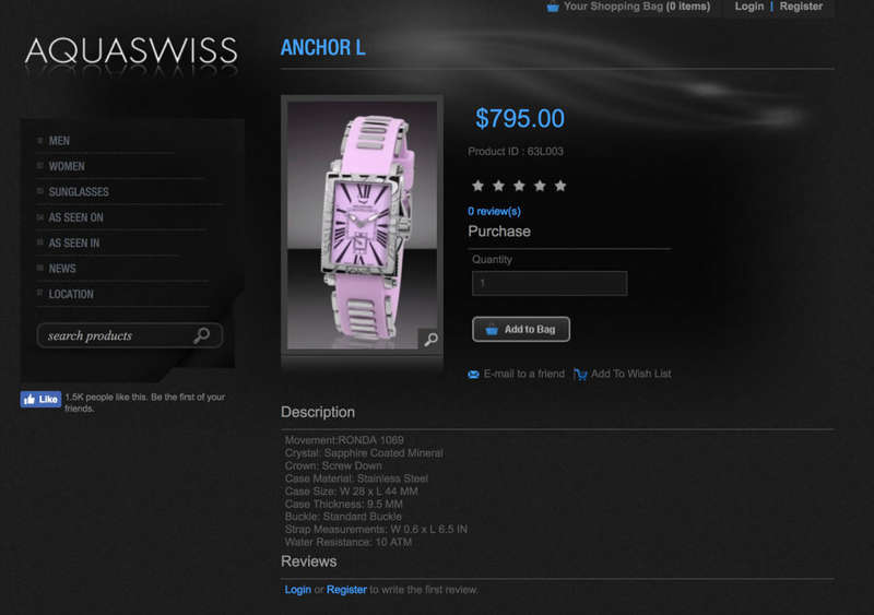 RRP: R10,000.00 Aquaswiss Women's Anchor L Watch Violet Silicone OFFICIAL
