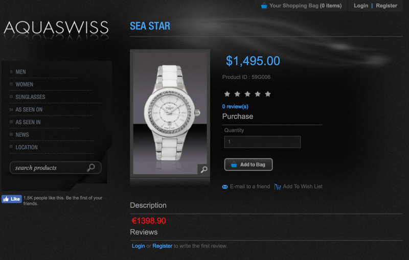 Retail: $1495 /R18,000.00 Aquaswiss Women Sea Star 2.25ct Topaz Watch with Ceramic Steel Band