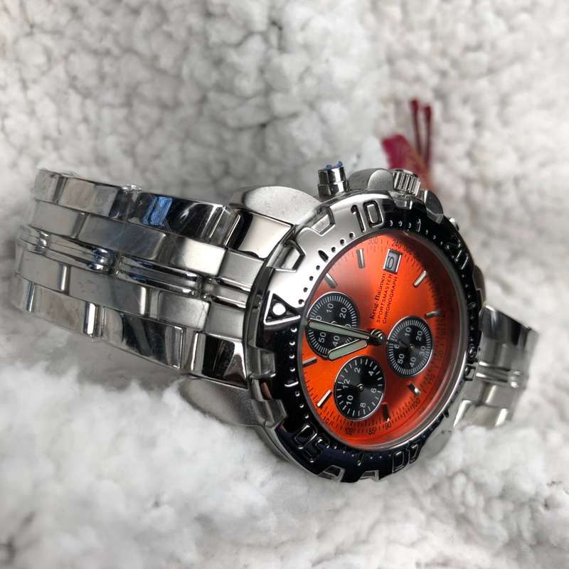 New RRP £625/R11,000.00 Krug Baumen Sportsmaster Orange Chronograph Watch BRAND NEW
