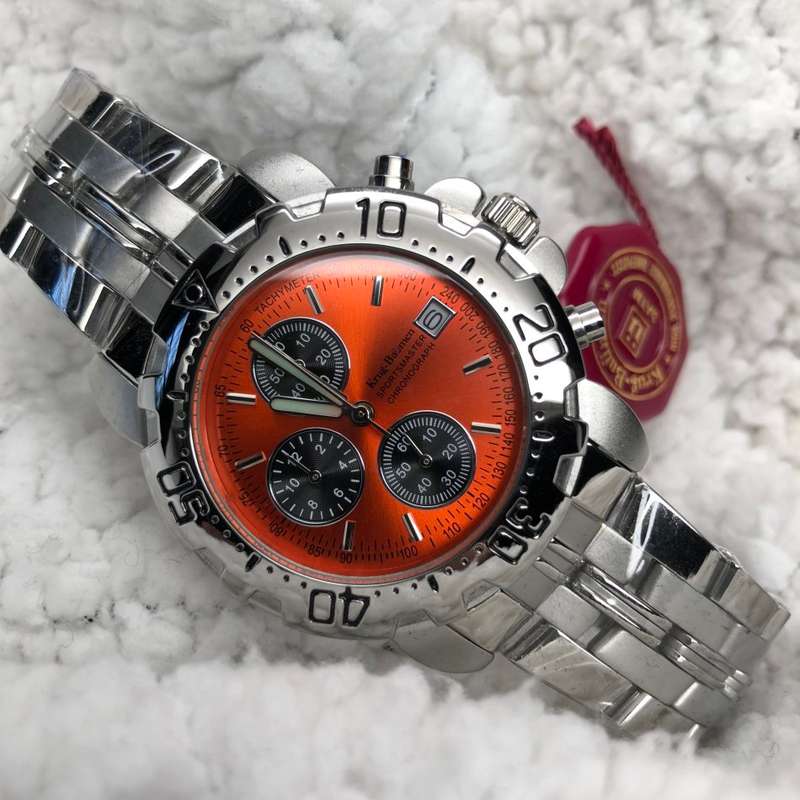 New RRP £625/R11,000.00 Krug Baumen Sportsmaster Orange Chronograph Watch BRAND NEW