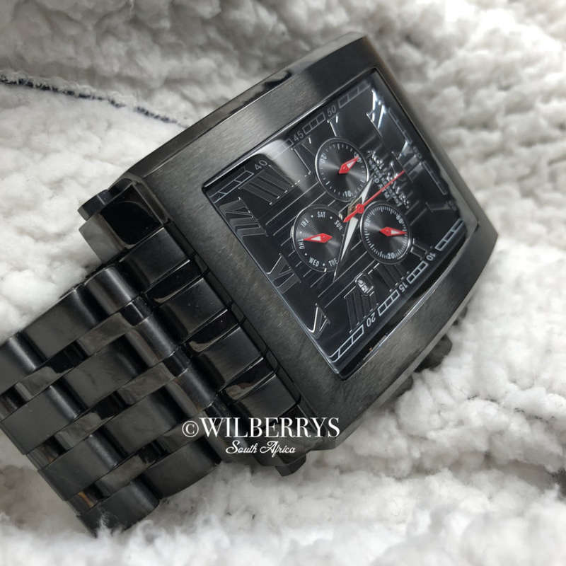 Retail: R21,600.00 Aquaswiss Mens Tanc XG Black Ion Plated THICK, HEAVY Chrono Watch