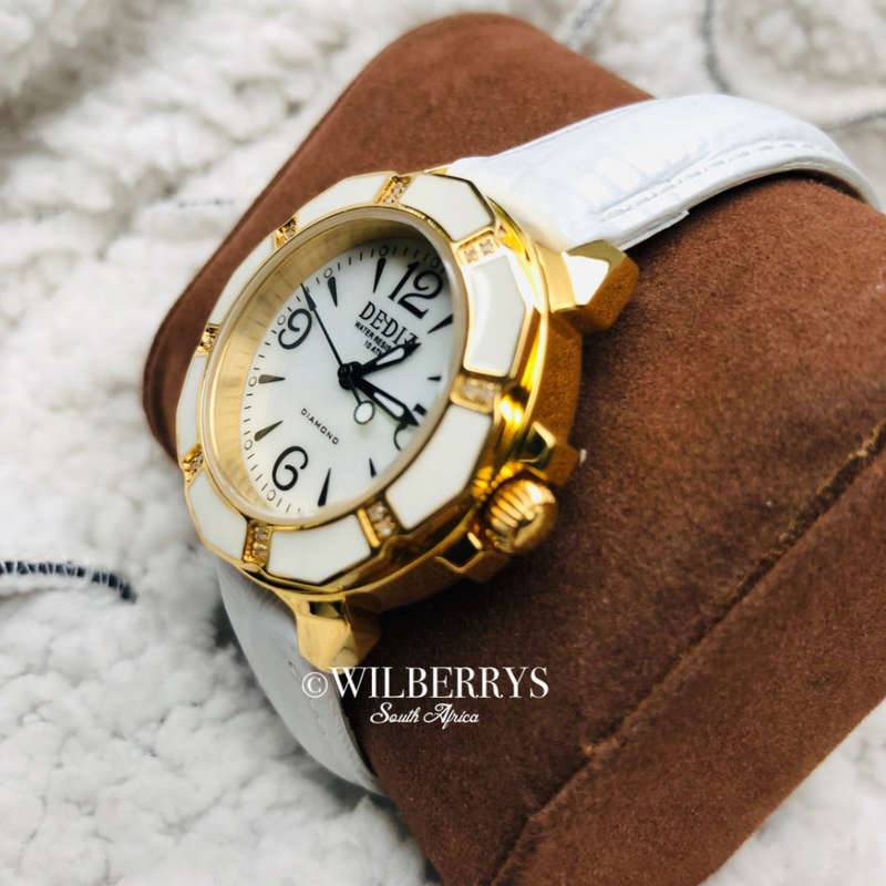 Reatil: R18,000.00 Dedia by Aquaswiss Women's Lilly with 16 Genuine Diamonds 18k Gold Plated Watch