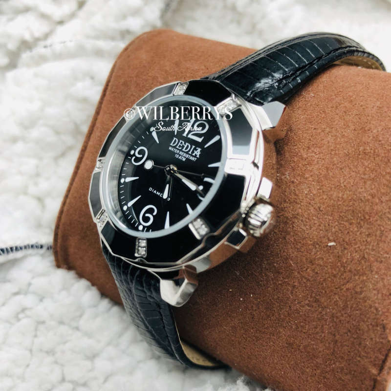 Reatil: R18,000.00 Dedia by Aquaswiss Women's Lilly with 16 Genuine Diamonds BLACK PEARL Watch