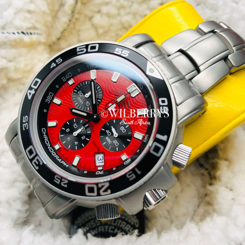 Last auction!! Retail: R15,999.00 CX Swiss Military Men's Navy Diver 500m Chrono Watch