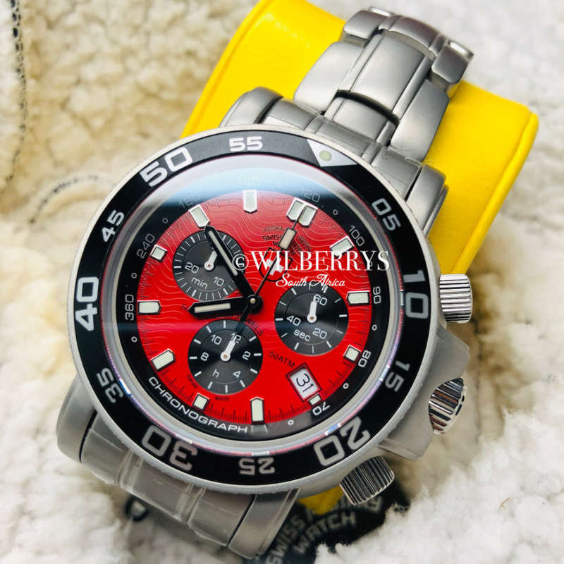 Last auction!! Retail: R15,999.00 CX Swiss Military Men's Navy Diver 500m Chrono Watch