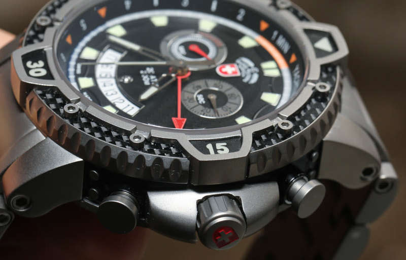 Retail: R22,999.00 CX Swiss Military TYPHOON Yacht Timer TITANIUM Scuba Chronograph Watch
