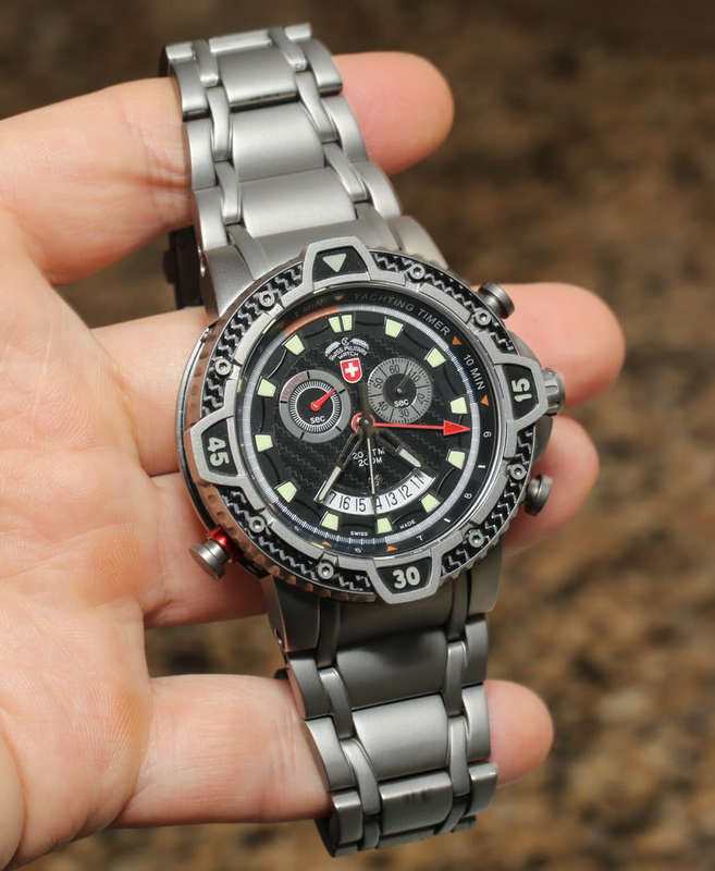 Retail: R22,999.00 CX Swiss Military TYPHOON Yacht Timer TITANIUM Scuba Chronograph Watch